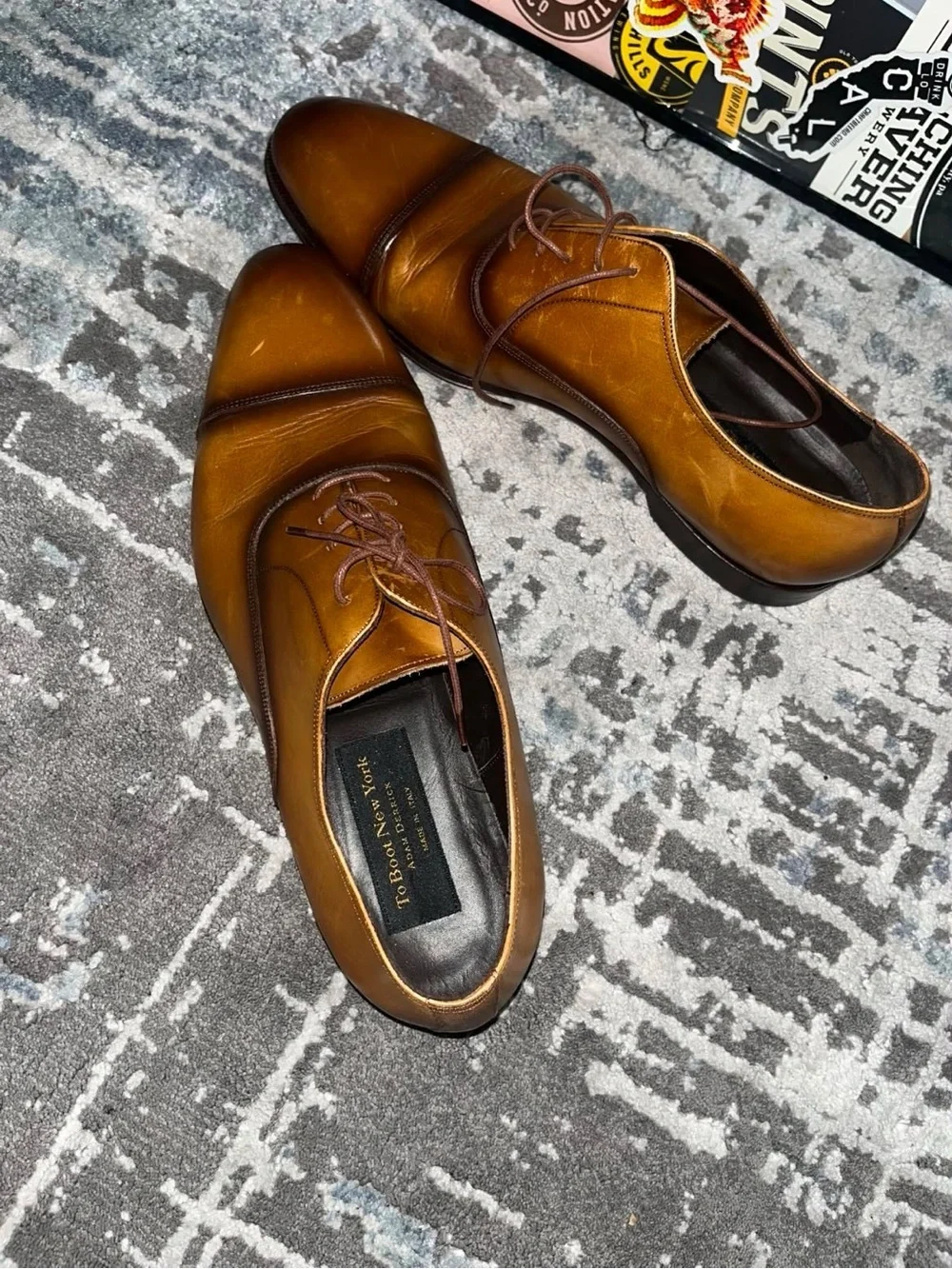 To Boot Men’s Leather Cap-Toe Oxfords in Cognac